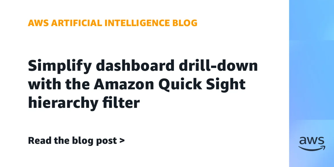 AWS article artwork for the Amazon Quick Sight hierarchy filter